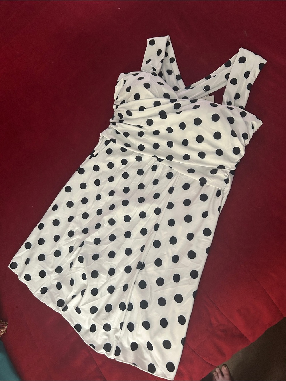 White and Black Polka Dot Sundress - Classic A-Line Dress / bathing suit